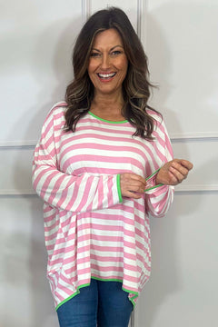 Ariella Stripe Top Pink