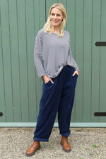 Poppy Needlecord Trousers Navy Navy - Poppy Needlecord Trousers Navy