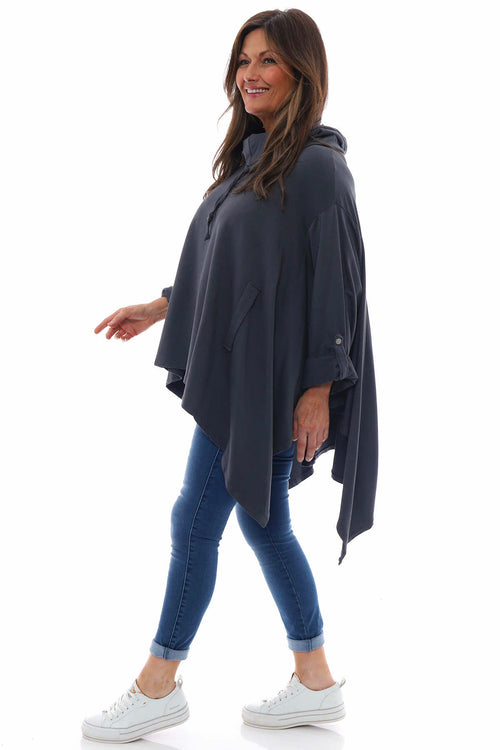 Stradella Cowl Neck Jersey Top Charcoal - Image 5