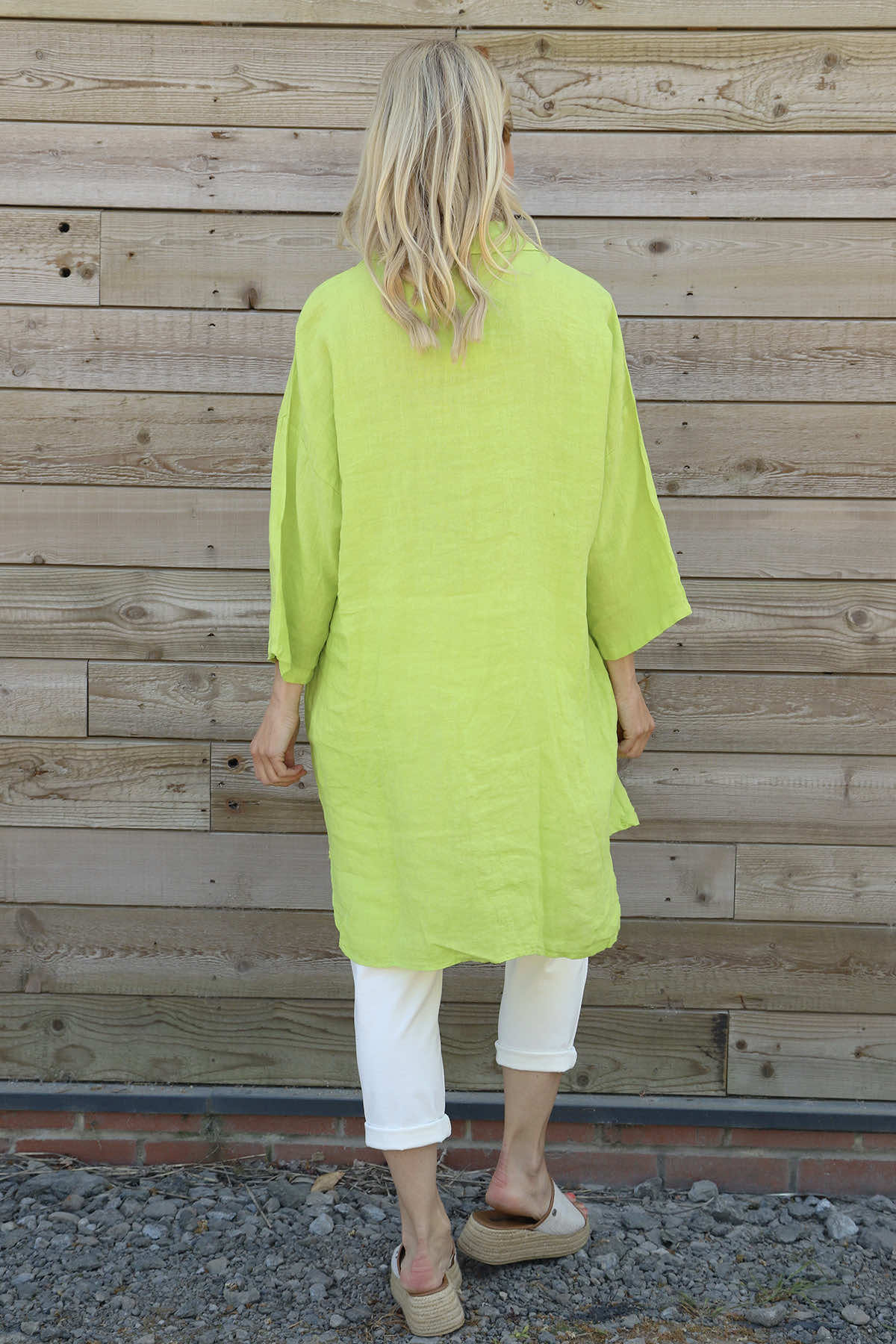 Tarna Button Linen Tunic Lime