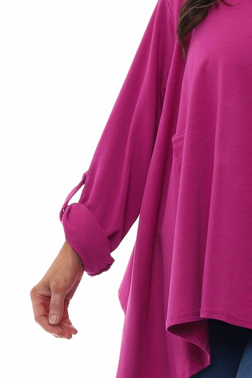 Stradella Cowl Neck Jersey Top Berry - Image 2