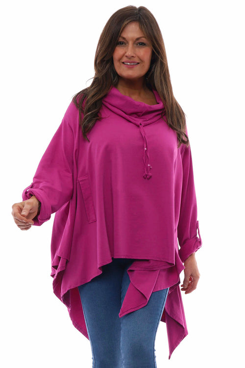 Stradella Cowl Neck Jersey Top Berry - Image 4