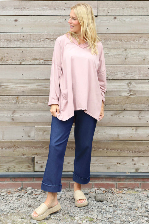 Indira V-Neck Cotton Top Pink - Image 2