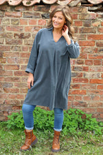 Imogen Needlecord Tunic Mid Grey Mid Grey - Imogen Needlecord Tunic Mid Grey