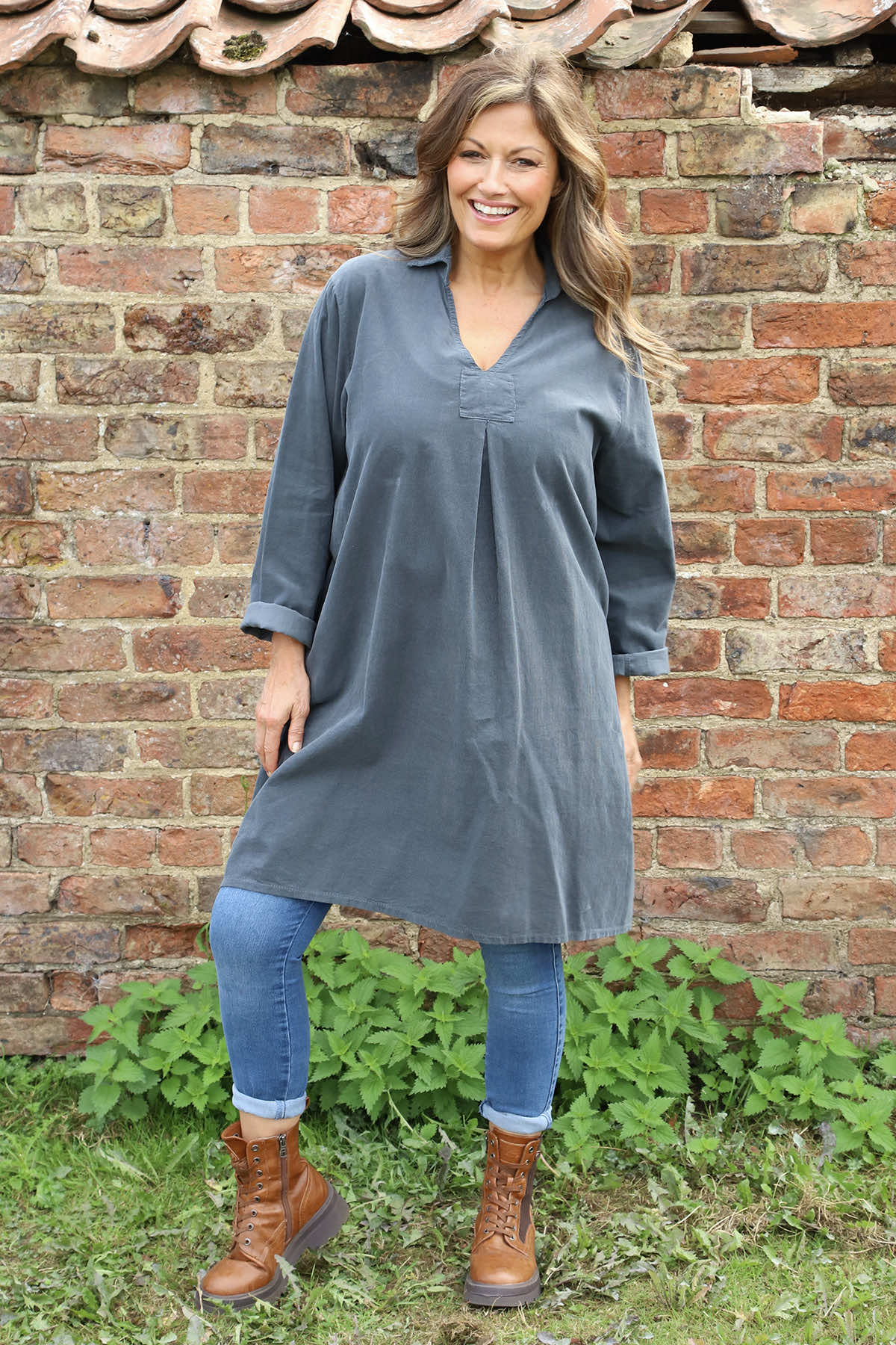 Imogen Needlecord Tunic Mid Grey