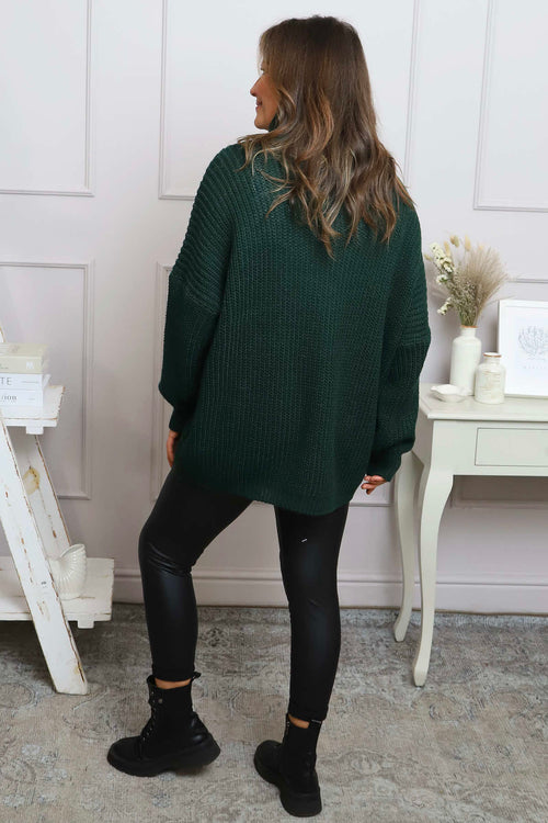 Merry Christmas Polo Neck Jumper Bottle Green - Image 4