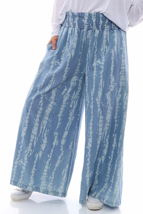 Gretal Cotton Print Trousers Light Denim - Image 3