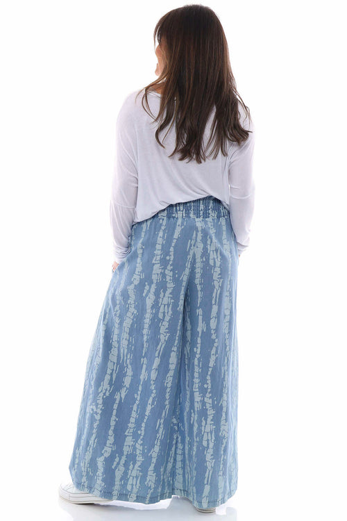 Gretal Cotton Print Trousers Light Denim - Image 5