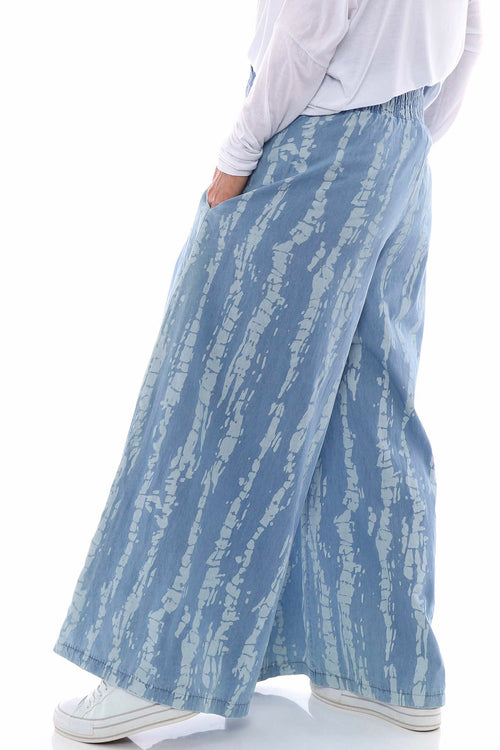 Gretal Cotton Print Trousers Light Denim - Image 6