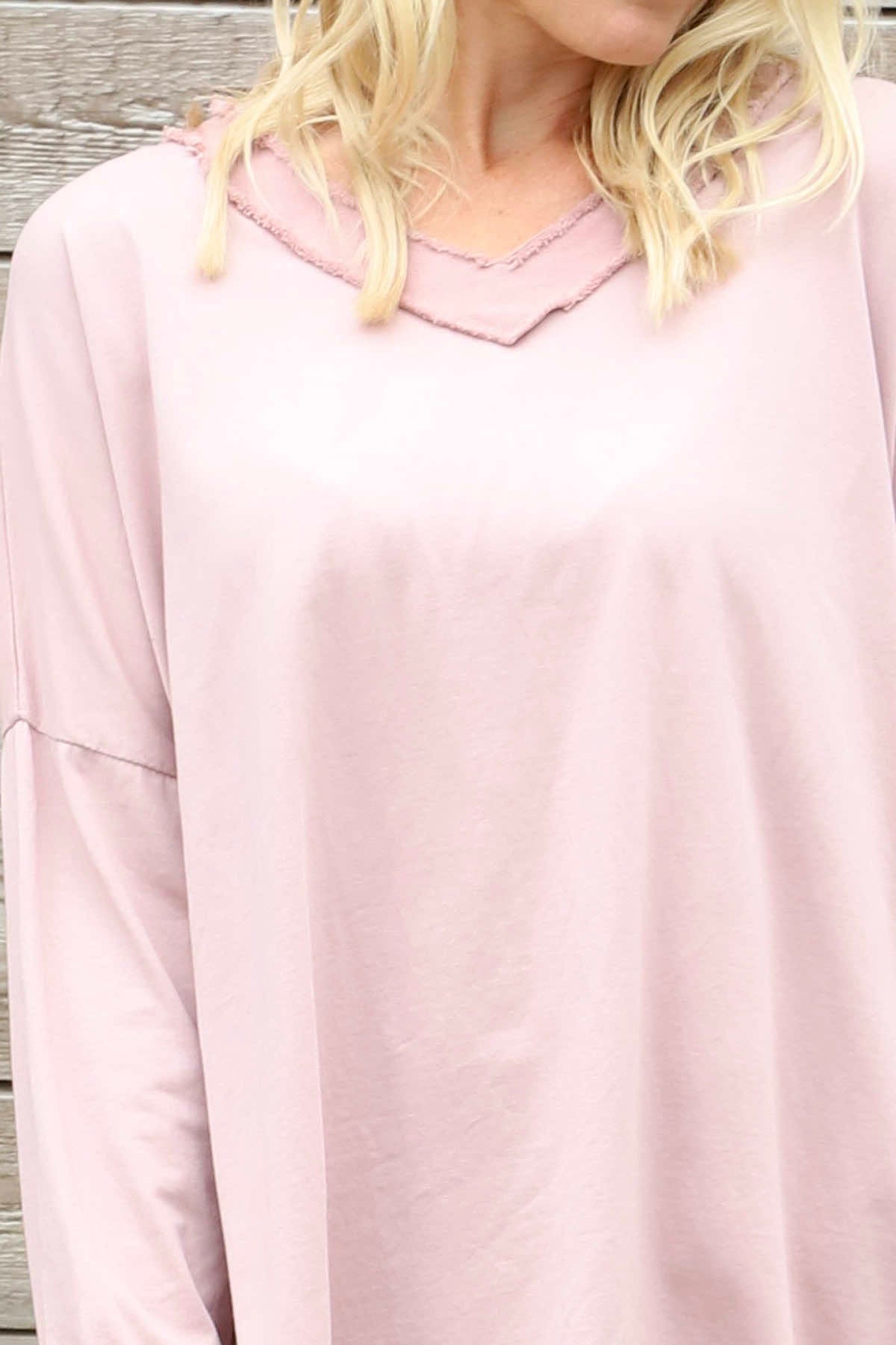 Indira V-Neck Cotton Top Pink