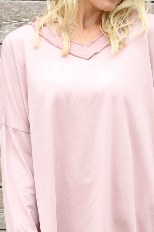 Indira V-Neck Cotton Top Pink - Image 3