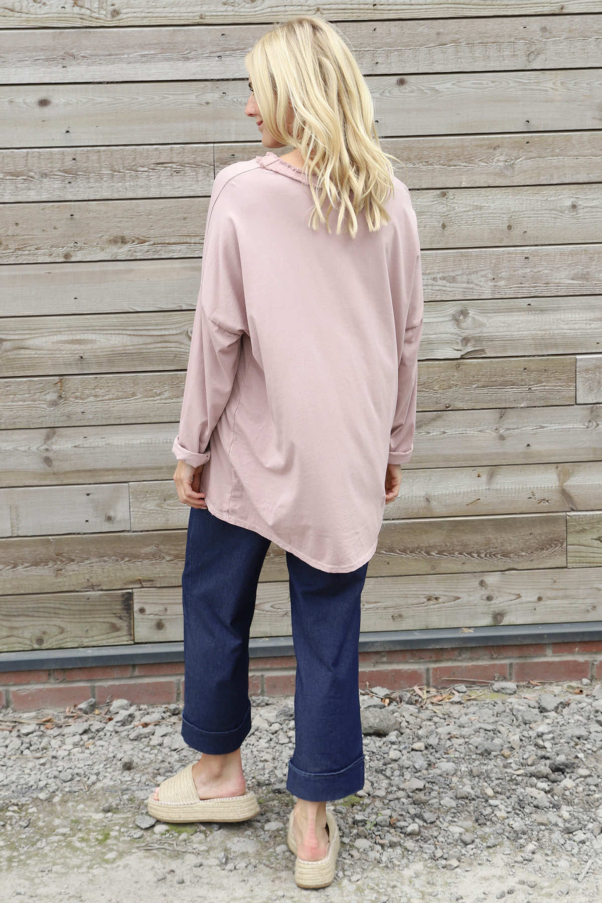 Indira V-Neck Cotton Top Pink