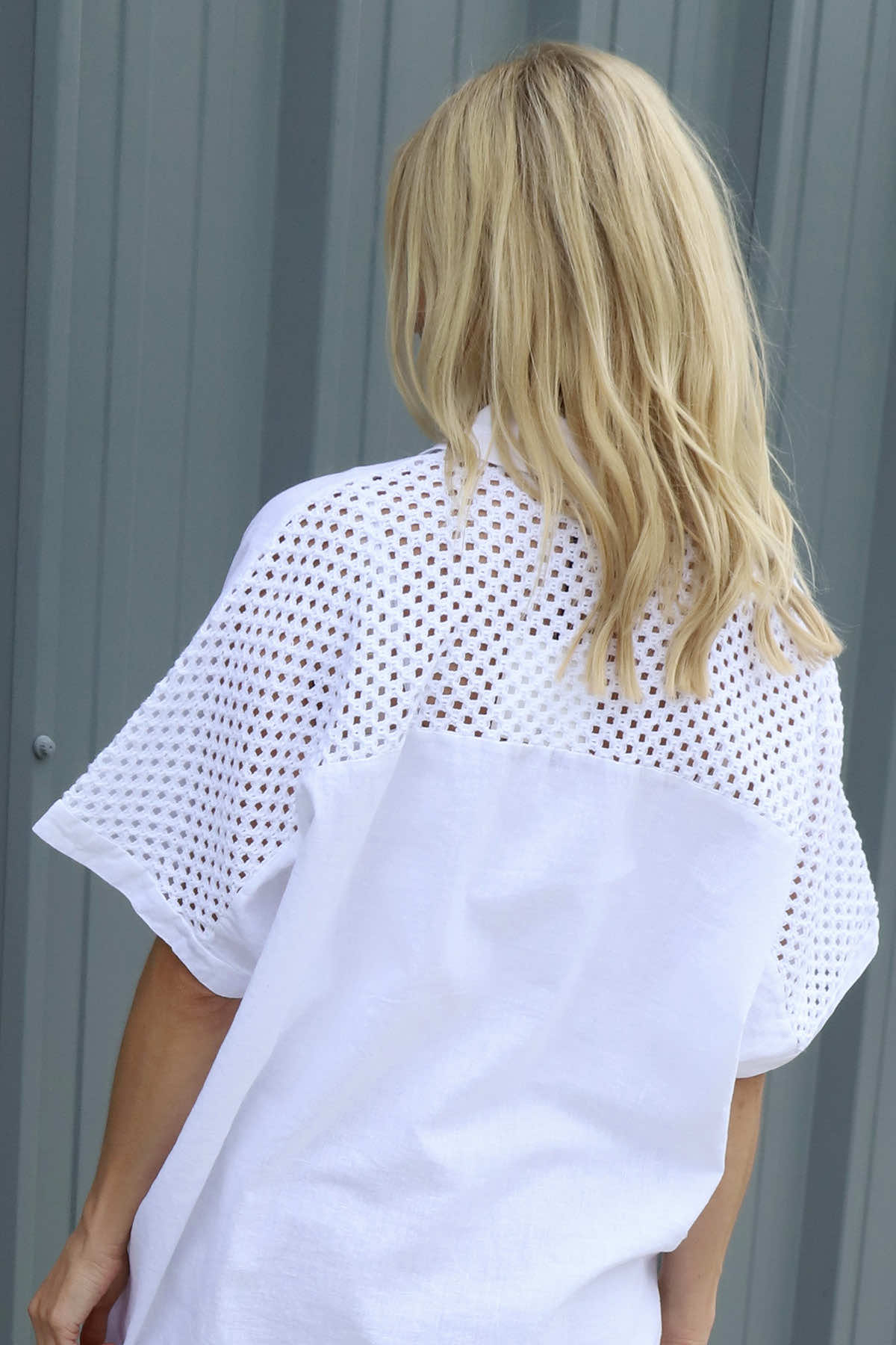 Theodora Crochet Detail Shirt White