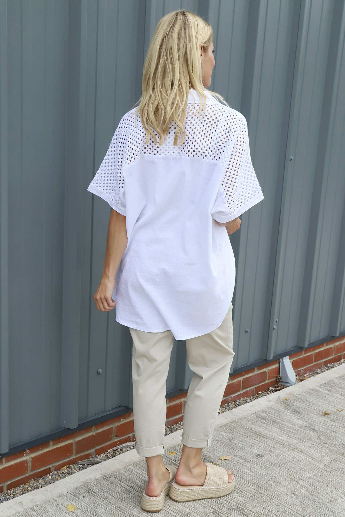 Theodora Crochet Detail Shirt White