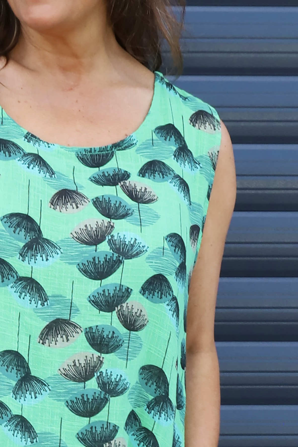 Chloe Print Sleeveless Cotton Dress Green