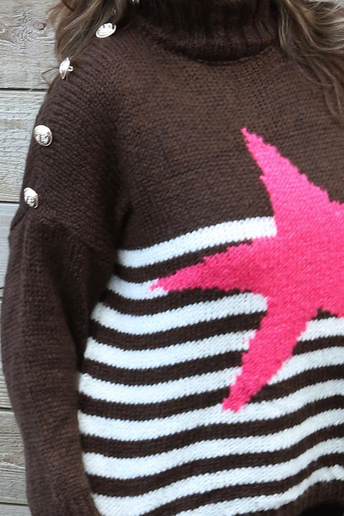 Agata Star Knitted Jumper Cocoa - Image 3
