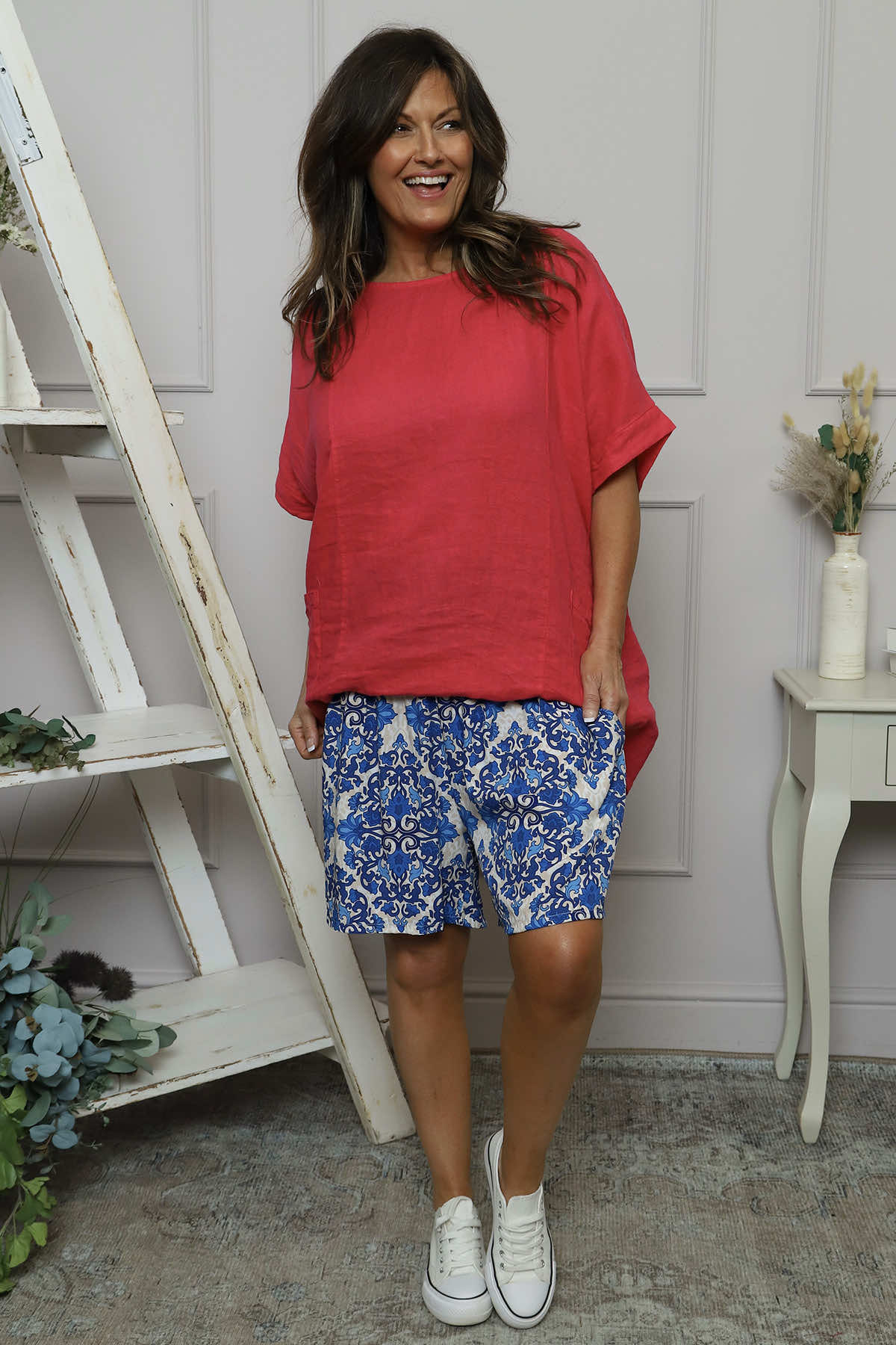 Kyler Print Shorts Cobalt