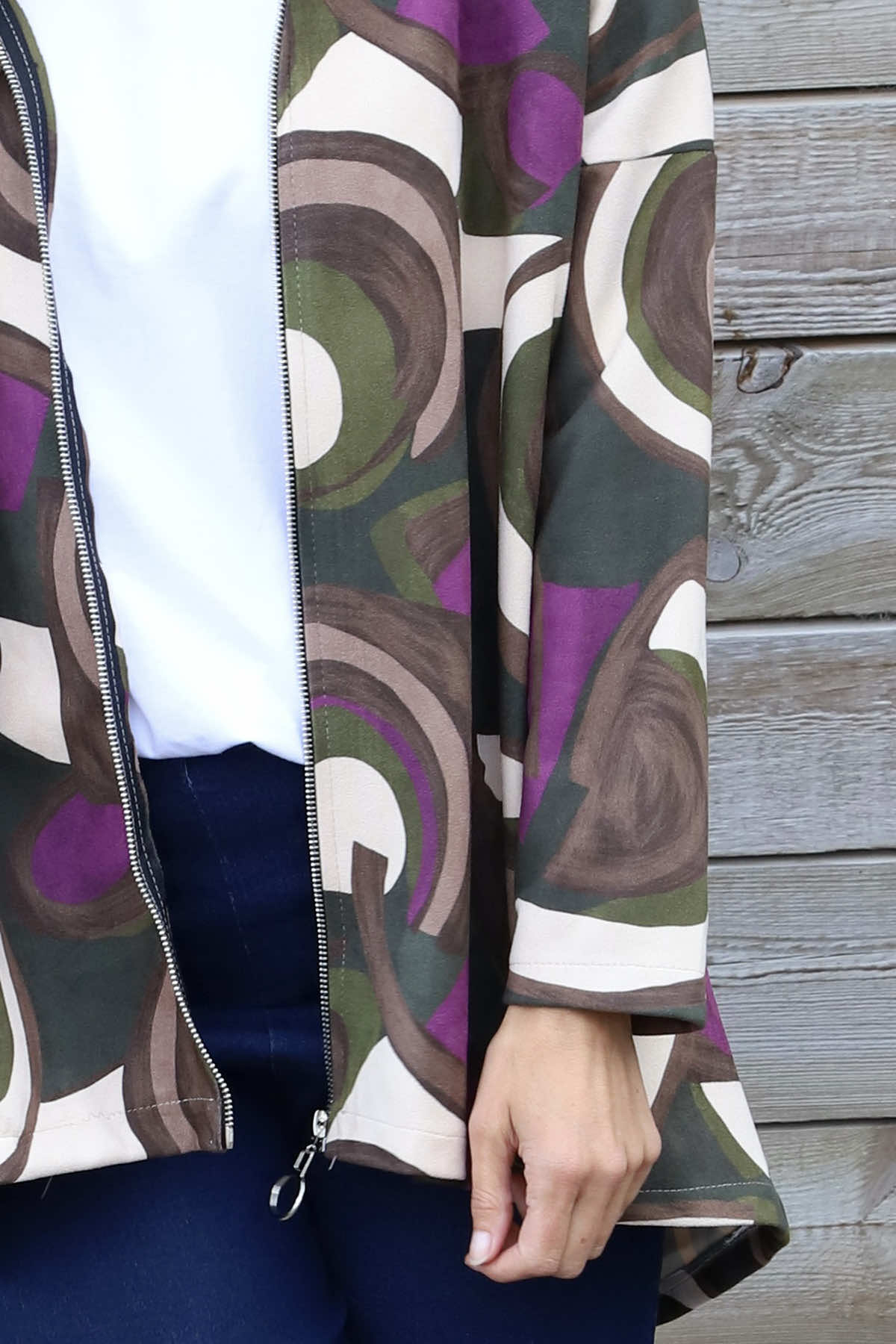 Cynthia Print Zip Hooded Jacket Purple