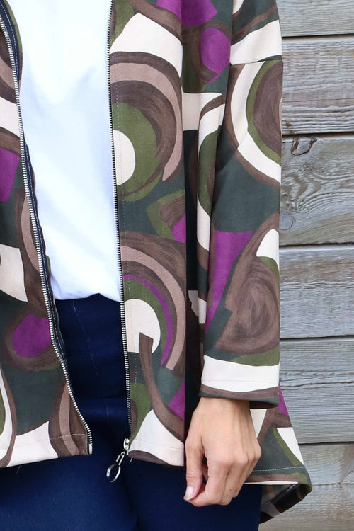 Cynthia Print Zip Hooded Jacket Purple - Image 3