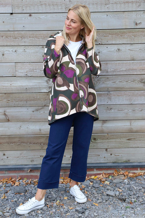 Cynthia Print Zip Hooded Jacket Purple - Image 2