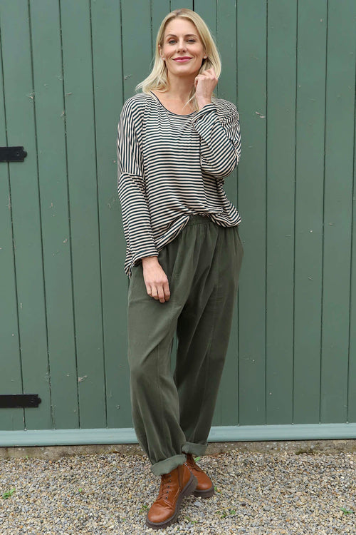 Poppy Needlecord Trousers Khaki - Image 2