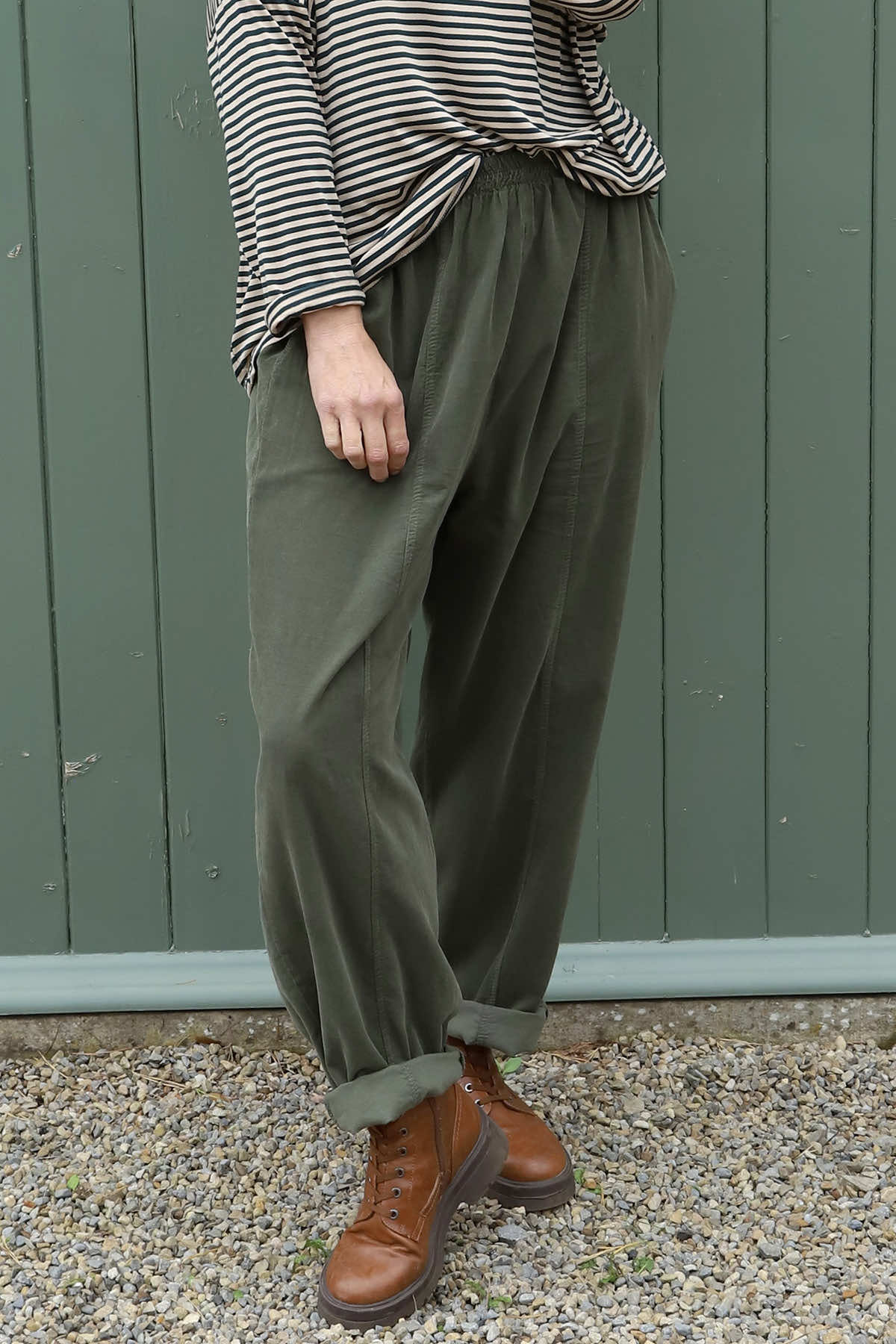Poppy Needlecord Trousers Khaki