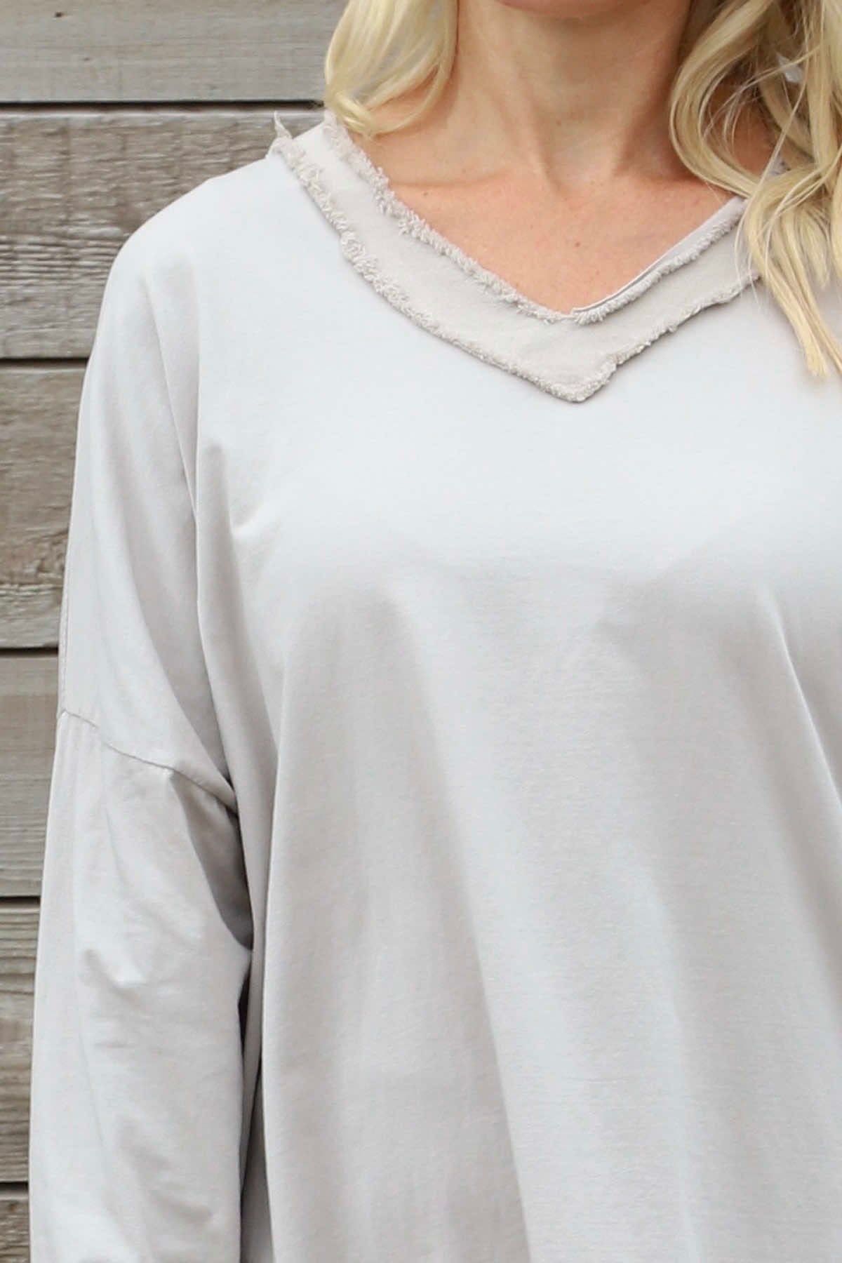 Indira V-Neck Cotton Top Stone