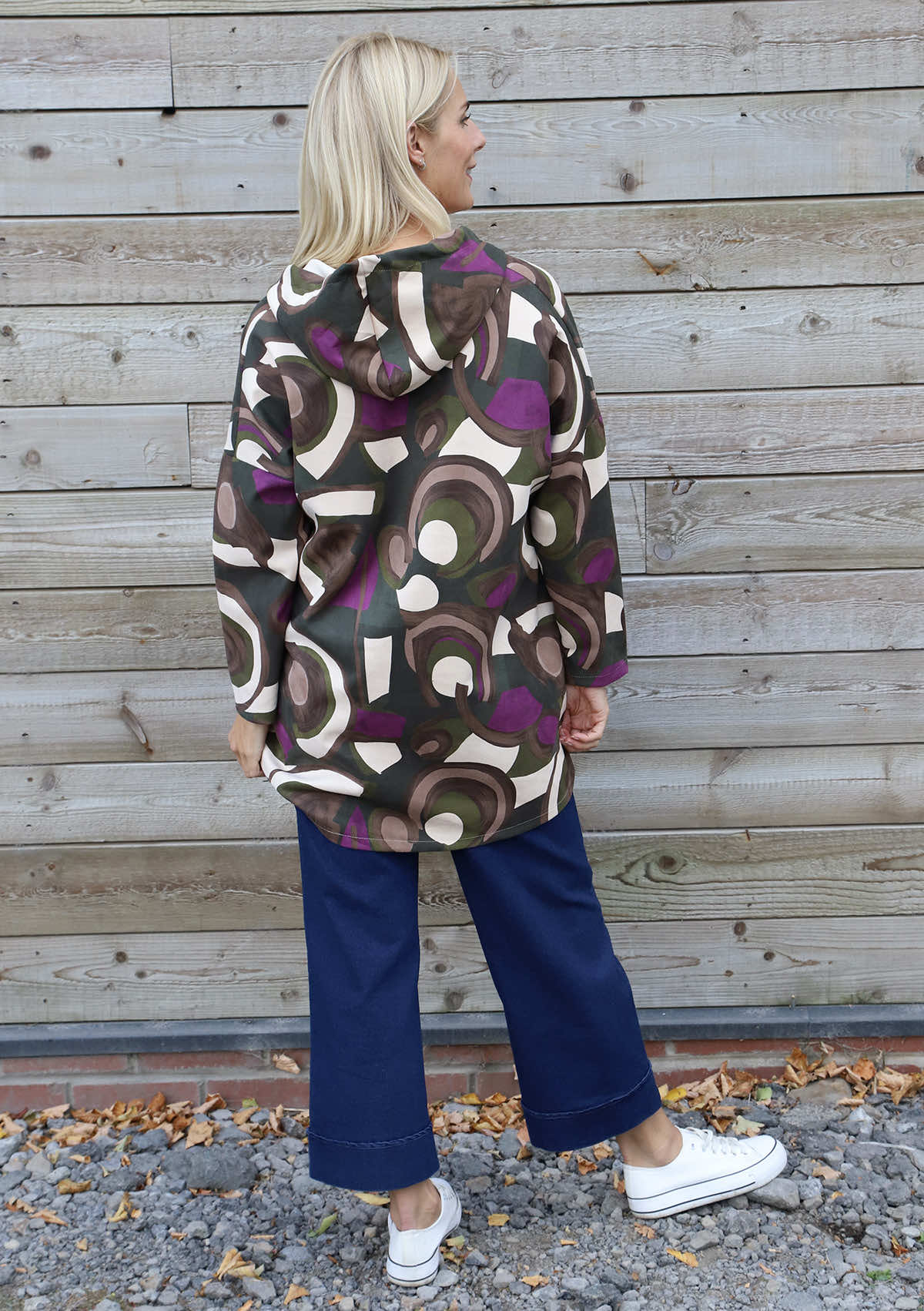 Cynthia Print Zip Hooded Jacket Purple