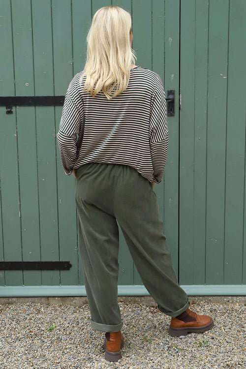 Frances Stripe Sweat Top Bottle Green - Image 4