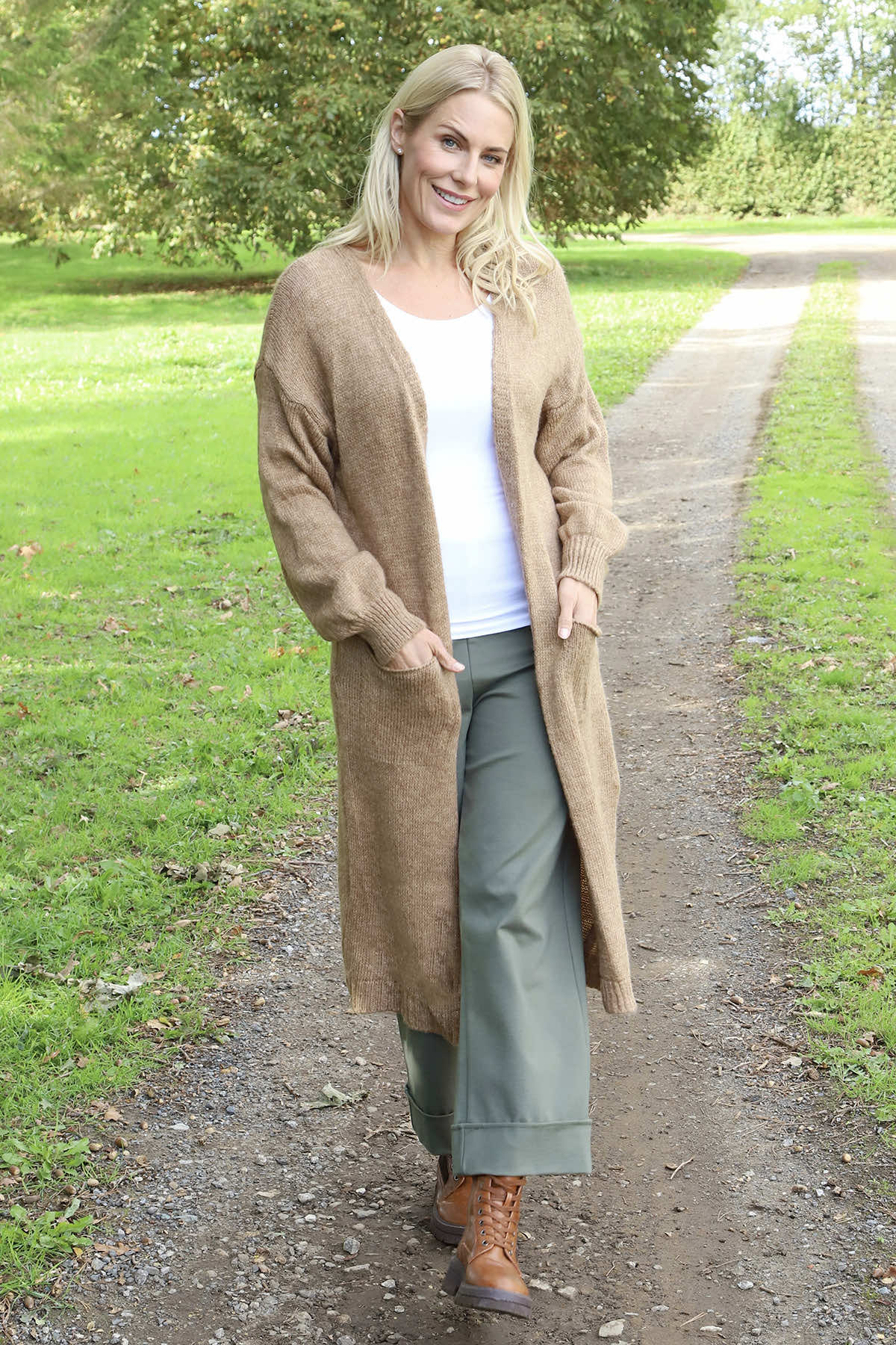 Chelsea Long Knitted Cardigan Camel