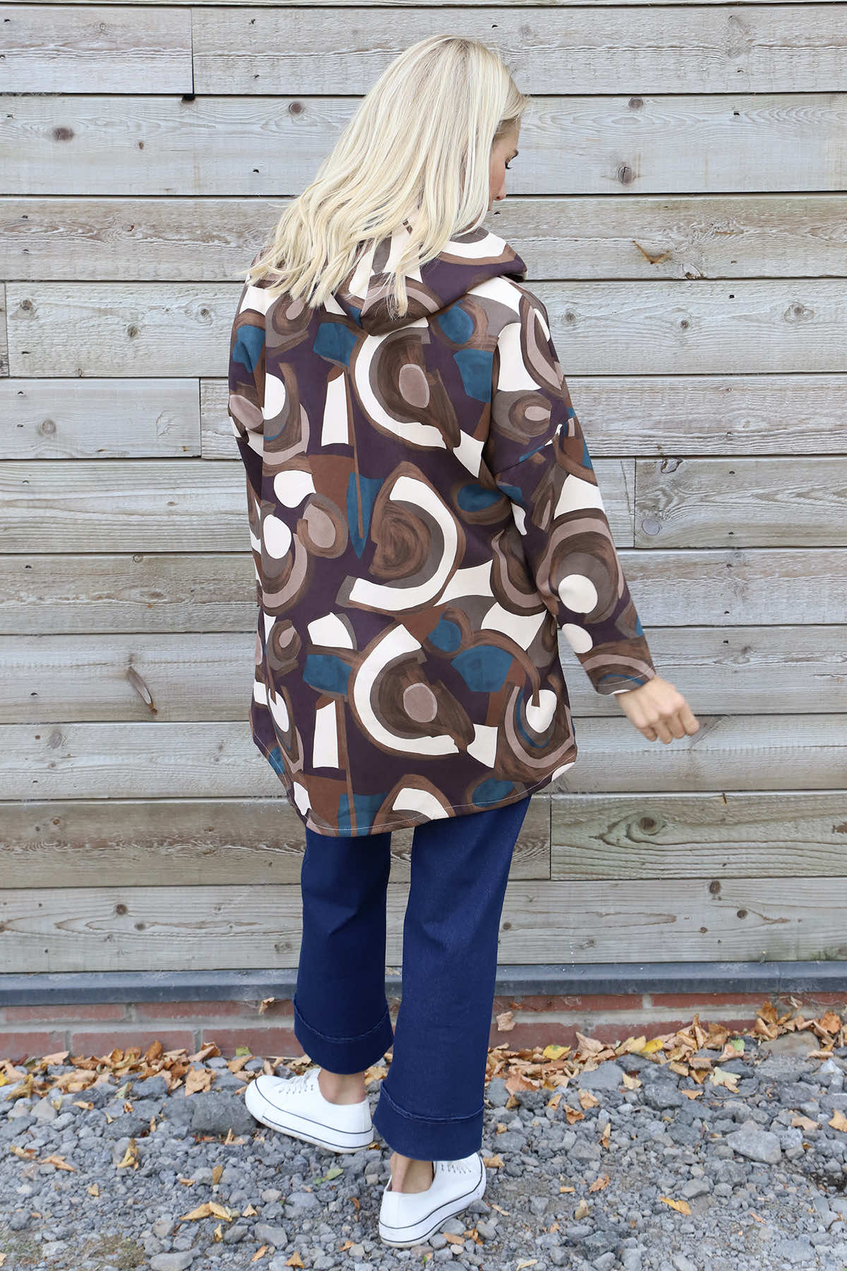 Cynthia Print Zip Hooded Jacket Teal