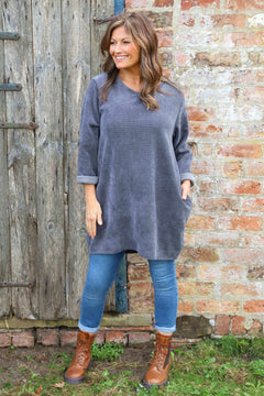 Ethel Cord Tunic Mid Grey