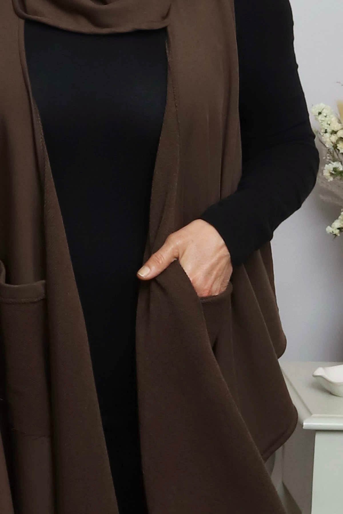 Orpha Cowl Neck Cotton Waistcoat Cocoa