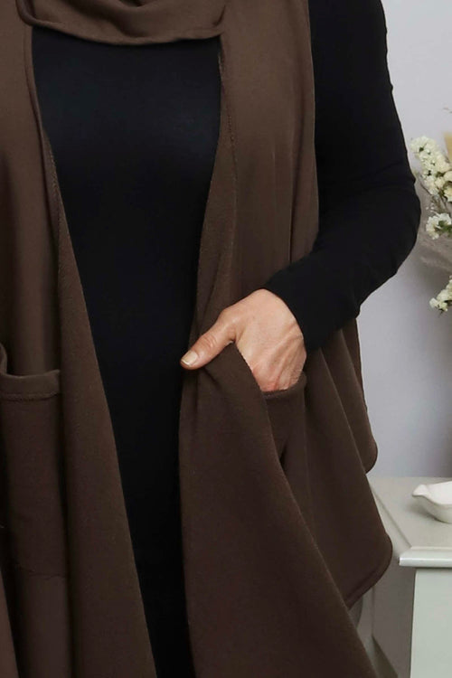 Orpha Cowl Neck Cotton Waistcoat Cocoa - Image 3