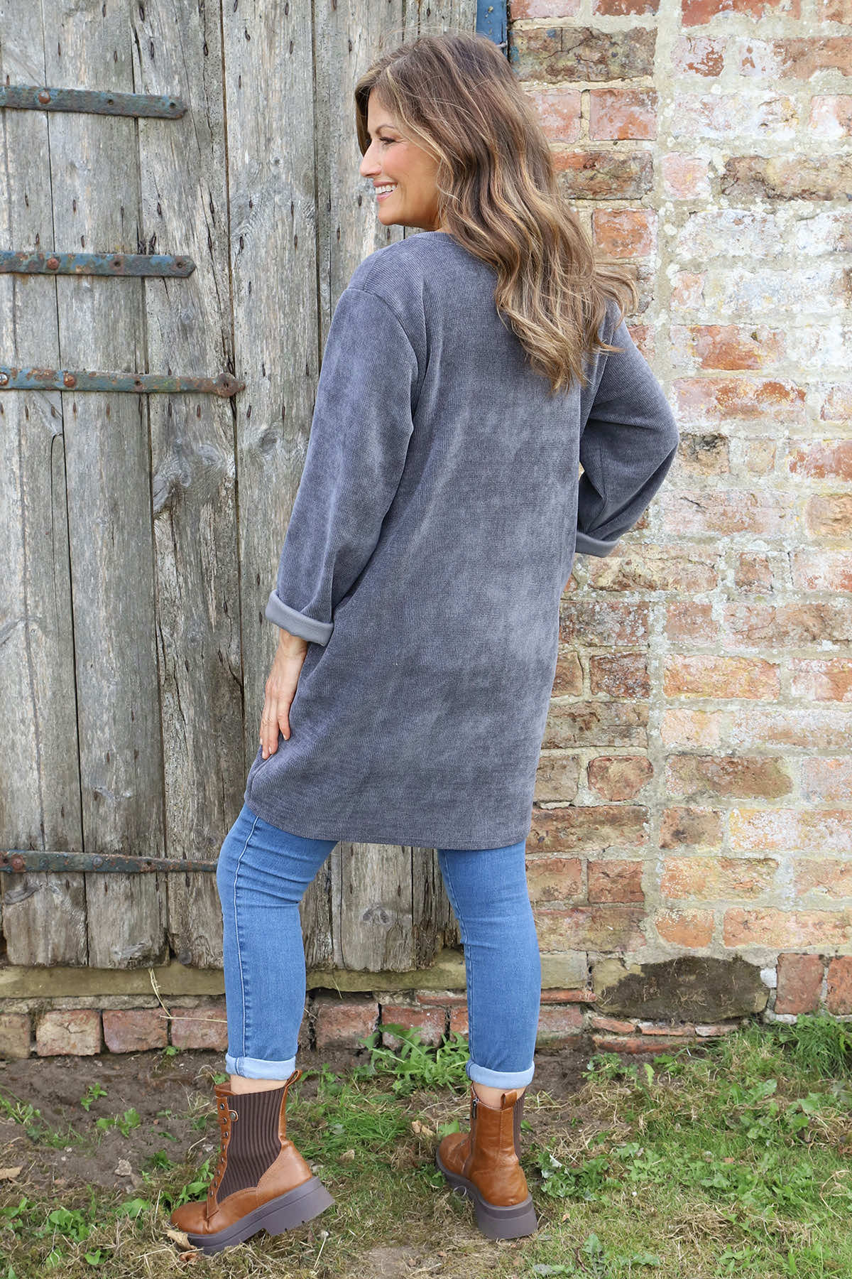 Ethel Cord Tunic Mid Grey