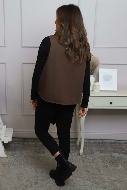 Orpha Cowl Neck Cotton Waistcoat Cocoa - Image 4