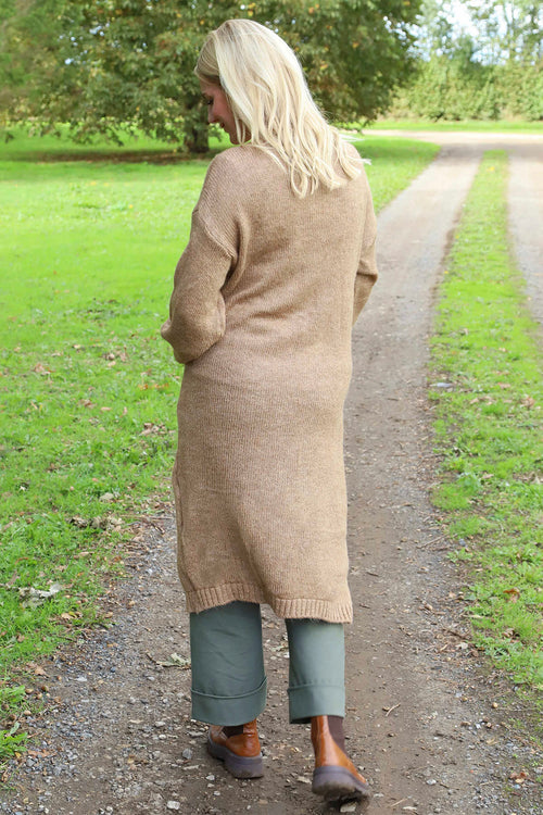 Chelsea Long Knitted Cardigan Camel - Image 4