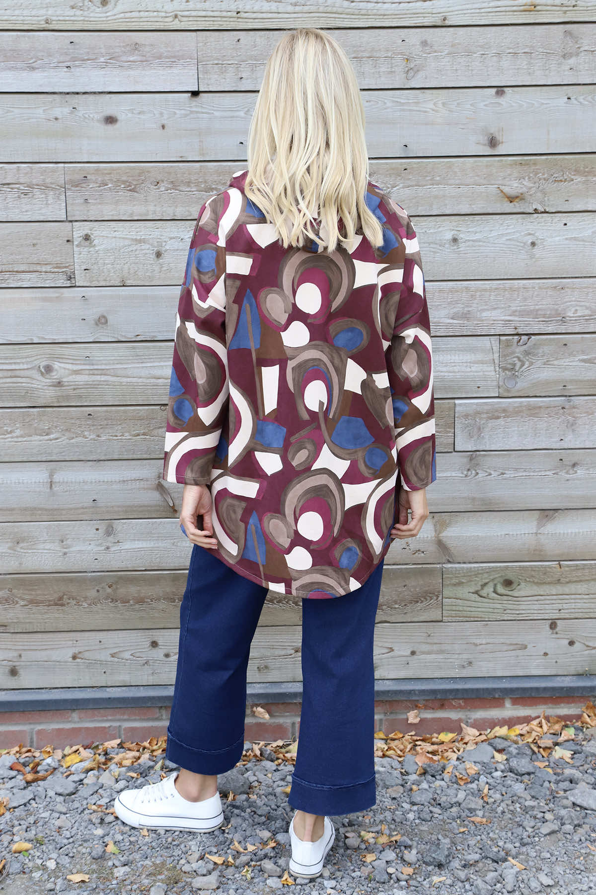 Cynthia Print Zip Hooded Jacket Wine