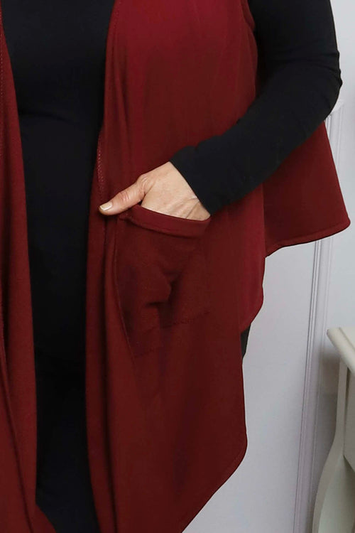 Orpha Cowl Neck Cotton Waistcoat Wine - Image 3