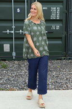 Elari Print Top Khaki Khaki - Elari Print Top Khaki