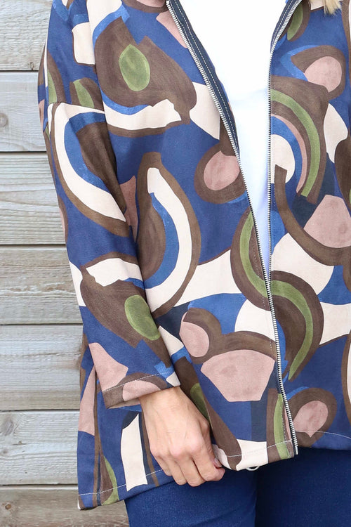 Cynthia Print Zip Hooded Jacket Navy - Image 3