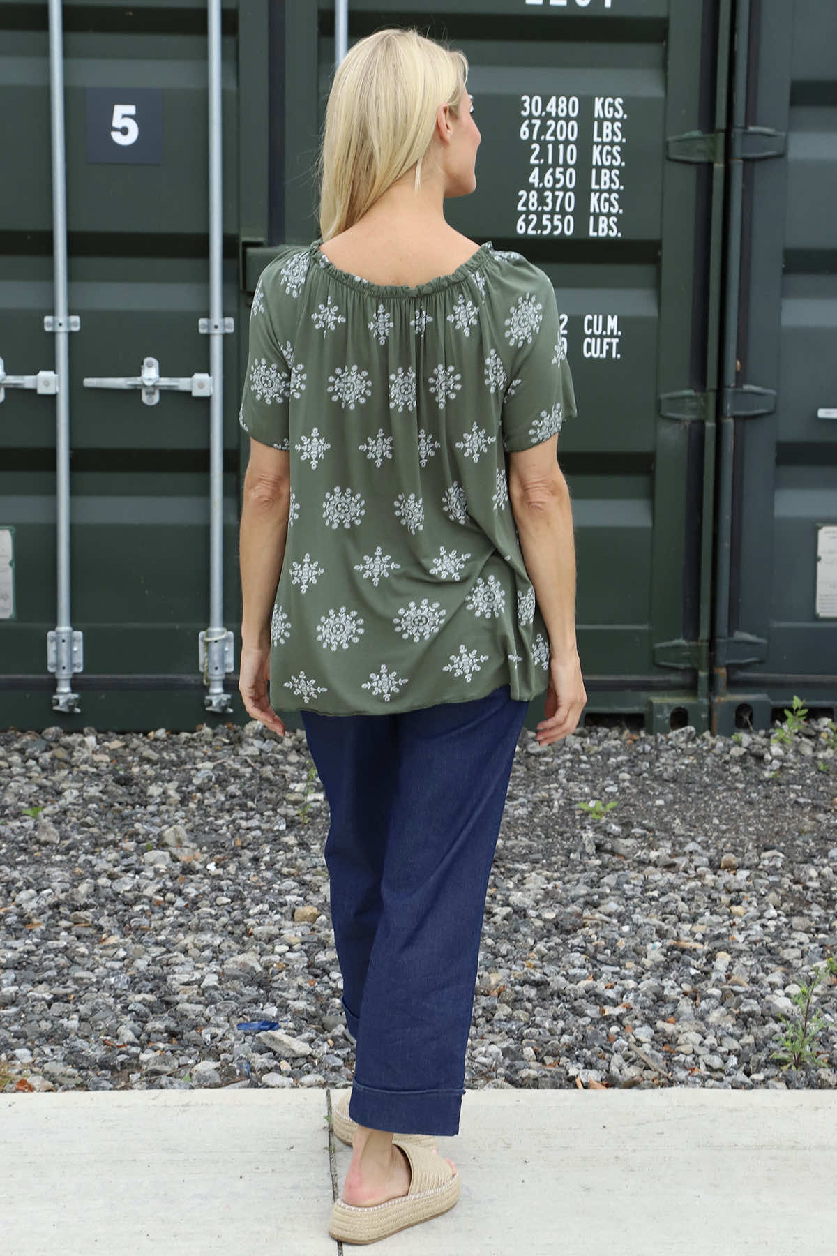 Elari Print Top Khaki