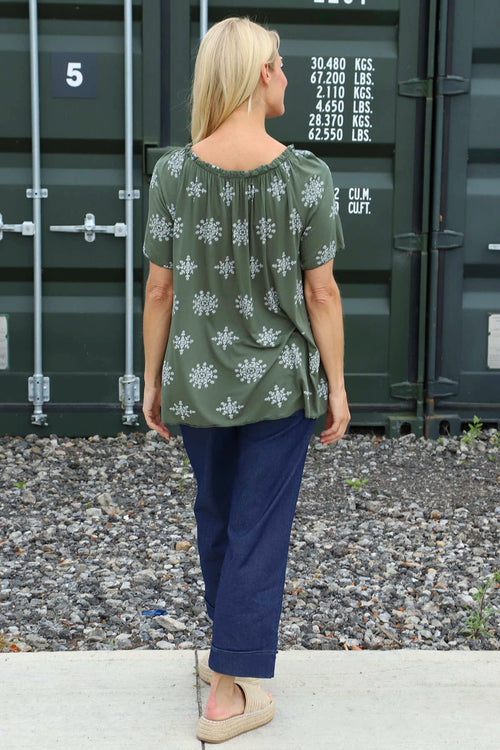 Elari Print Top Khaki - Image 4