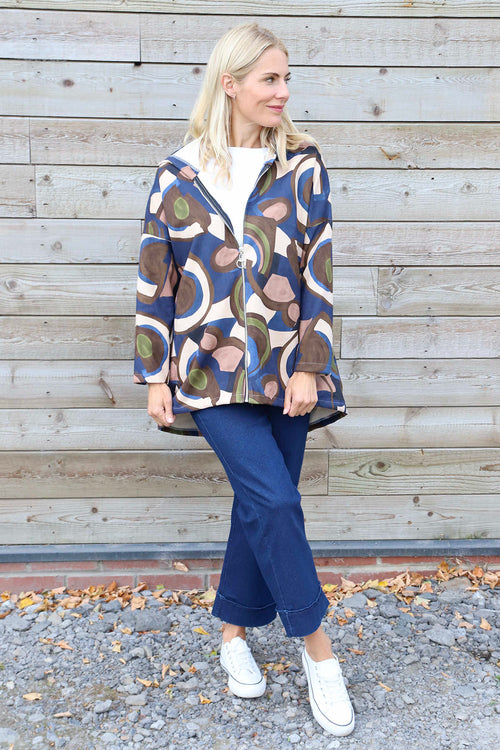 Cynthia Print Zip Hooded Jacket Navy - Image 2