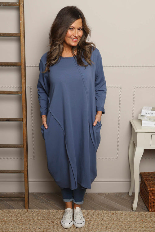 Alina Cotton Dress Blue - Image 2
