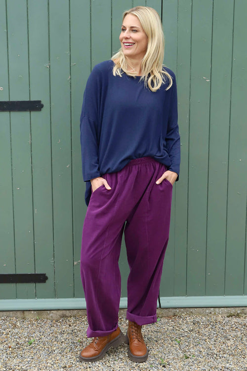 Poppy Needlecord Trousers Berry - Image 2
