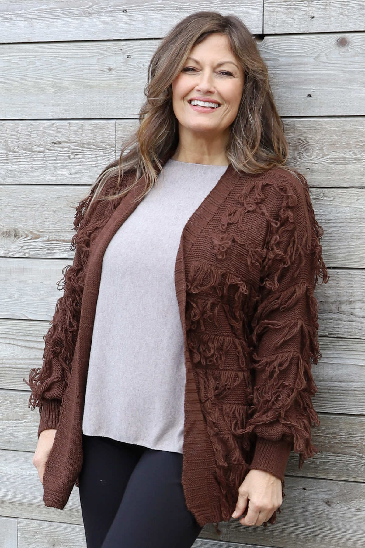 Caitlin Tassel Knitted Cardigan Cocoa