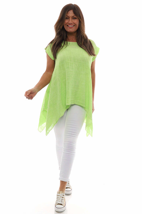 Bransbury Washed Cotton Top Lime - Image 1