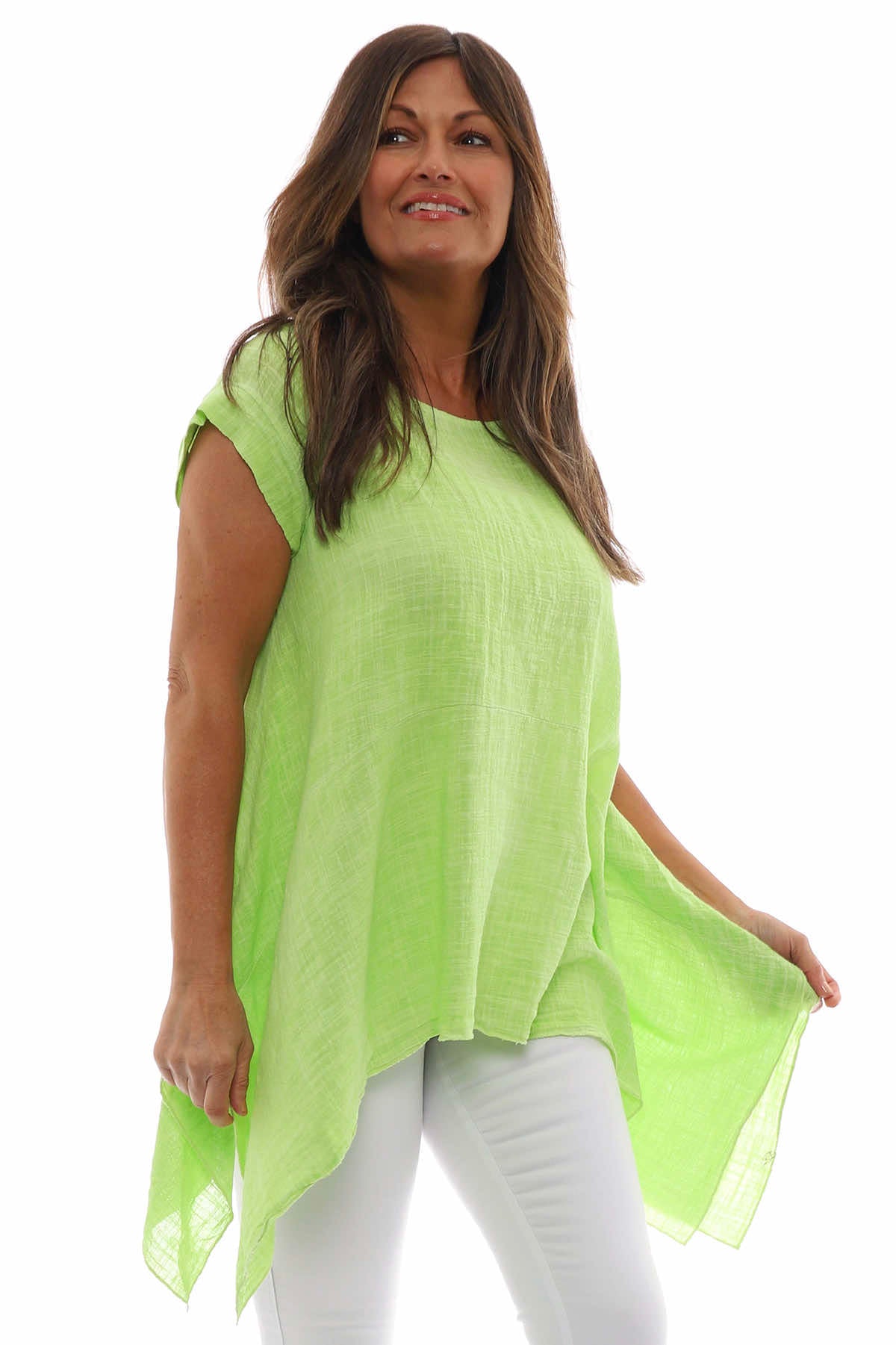 Bransbury Washed Cotton Top Lime