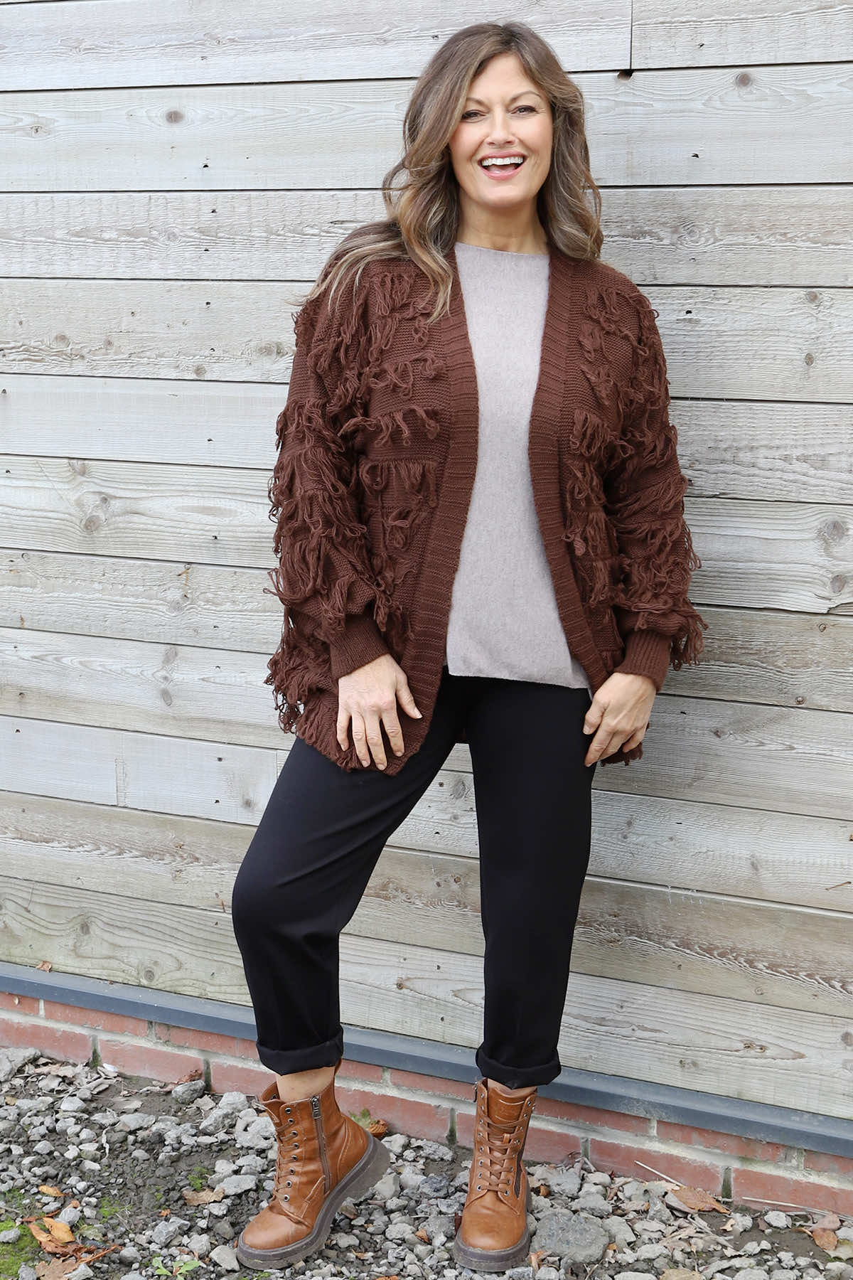Caitlin Tassel Knitted Cardigan Cocoa